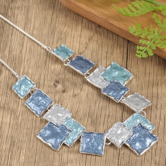 Boho Style Jewerly Set Geometric Design With Uneven Surface  3 pcs Set - Picture 2 of 5